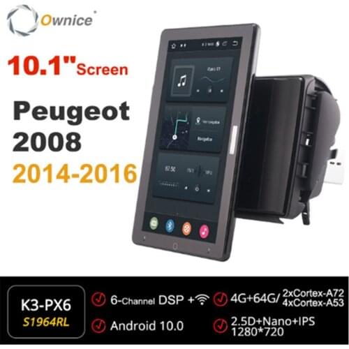 1280*720 Ownice Android 10.0 Car Radio forPeugeot 2008 2014 - 2016 Auto Multimedia Video Audio head Unit 10.1" IPS Rotatable
