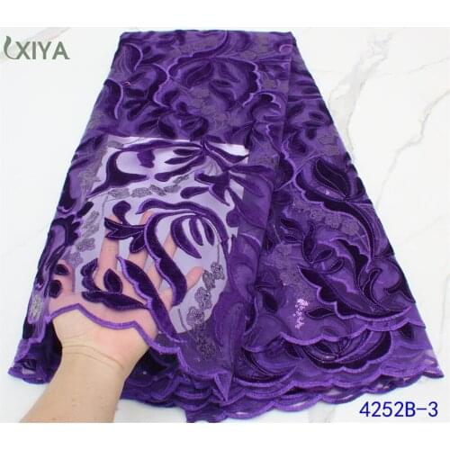 Velvet Lace Fabric African Lace Fabric High Quality Sequin Laces Fabrics French Nigerian Lace Fabric for Party Sewing APW4252B