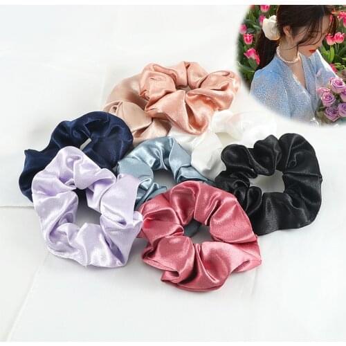 Glossy Satin Hair Bands Tie Simple Solid Color Rubber Band Elegant Fashion Hair Accessories High Quality Headwear For Women Girl