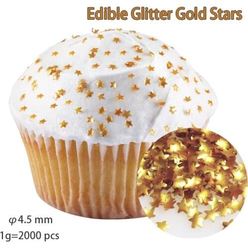 Glitter Gold Stars edible Sprinkles,1g(2000pcs),Pretty Shinny Glitter,Ideal Use For Cake Icing Sprinkles Decoration