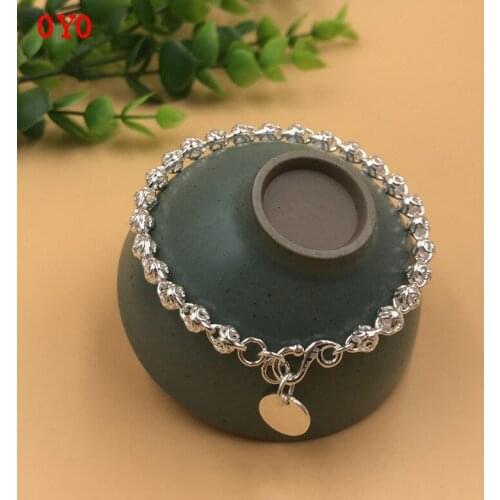S990 sterling silver transfer round bead bracelet