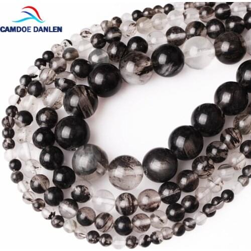 CAMDOE DANLEN Black Watermelon Artificial Crystal Round Loose Beads 4 6 8 10 12 MM Fit Diy Beads For Jewelry Making Accessory