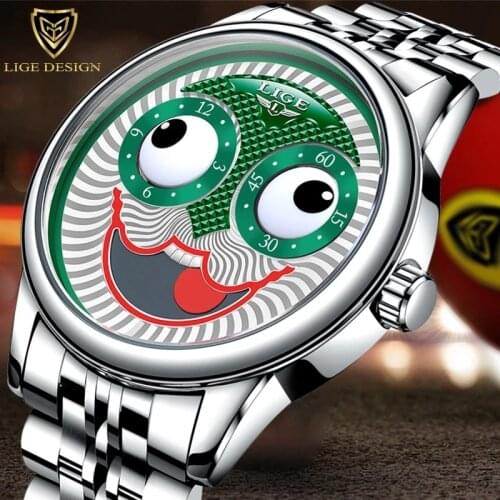 Creative Design Big Dial Joker Mechanical watches Wrist Watches Stainless Stell Waterproof Sports Chronograph Relogio Masculino