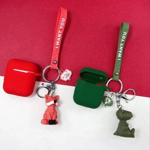Animal Apple Airpods Keychain geometric koala panda dinosaur Funda airpods apple keychain shockproof Protective Case Airpods 2