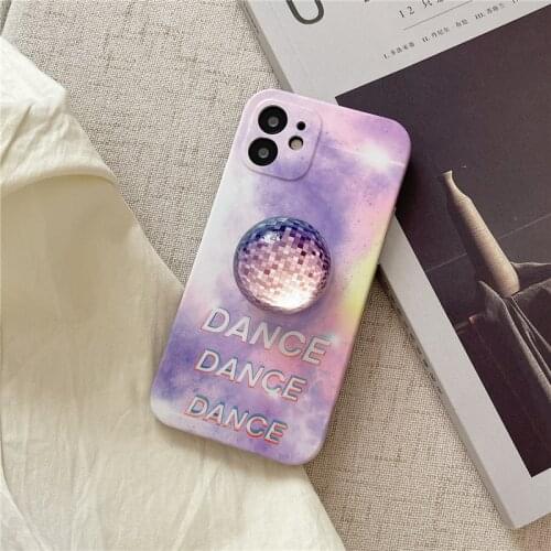 Disco flash crystal ball bracket phone case for iphone 11 11Pro 12 Pro Max X XR XS Max 7 8 Plus SE2020 phone case +stand holder