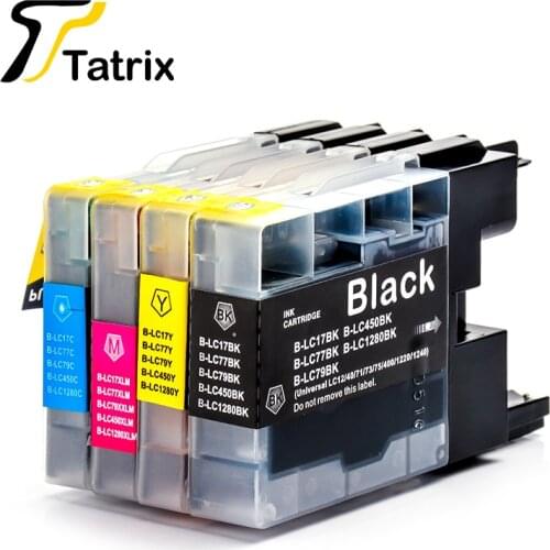 Tatrix 4PK LC17 LC77 LC79 LC450 LC1280 Ink Cartridge For Brother MFC J430W J825DW J5910DW J625DW J6510DW J6710DW J6910DW J6710DW