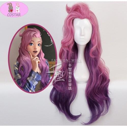 COSTAR Game LOL Seraphine Pink Purple Gradient Wavy Long Cosplay Heat Resistant Synthetic Hair Carnival Halloween Party