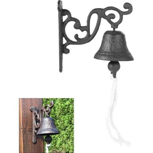 DRELD Antique Style Iron Doorbell Garden Cast Iron Front Door Bell Rustic Welcome Door Decorative Wall Home Garden Decoration