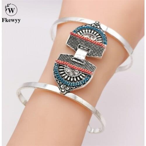 Fkewy Ethnic Bracelets For Women Pattern Exotict Bracelets Personality Charm Jewelry Girls Gothic Accessories Festival Gift