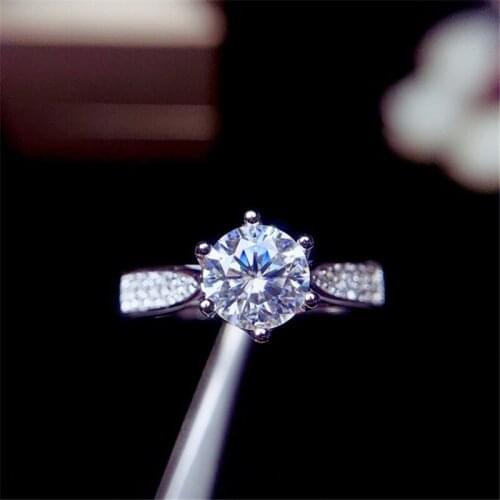 Moissanite ring Wedding Party Anniversary Ring For Women 1CT 6.5MM VVS Lab Diamond With Certificate Real 925 Sterling Silver