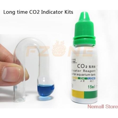 Aquarium CO2 Tester U Shape Hang On Glass Aquarium CO2 Testing Kit With Indicator 10ml Test Liquid For Water Quality Control