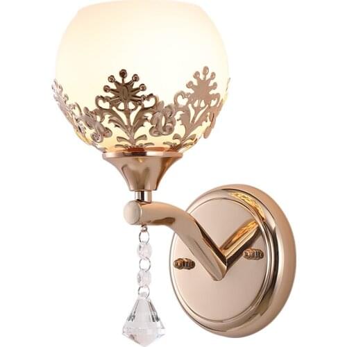 Creative Modern Simple Led Wall Lamp Bedroom Bedside Lamp Aisle European Living Room Double Head Crystal Led Wall Light