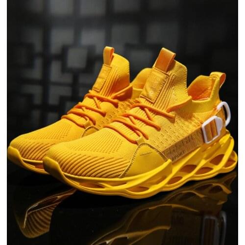 Oversize Summer Breathable Mens Sneakers Men Sport Shoes Mens Running Shoes Sports Man Yellow Male Trainers Tennis Gym GMB-0137