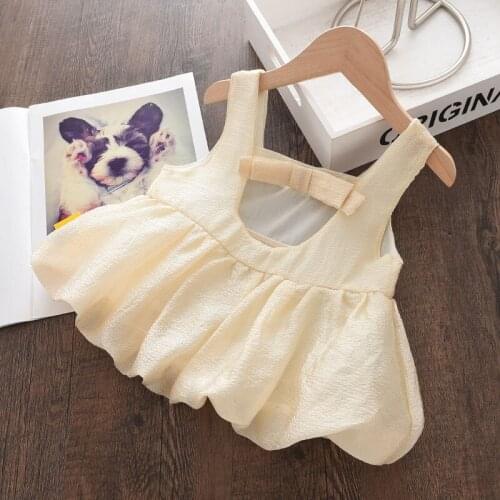Cute Baby Kids Girls Suspender Vests Summer Cotton Sleeveless T-shirts Children Casual Tops Loose Suspender Vests Tank