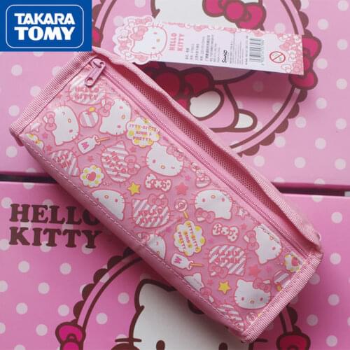 TAKARA TOMY cute cartoon hello kitty pencil case leisure large-capacity school supplies children pencil case stationery bag