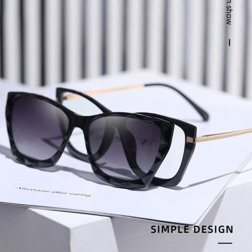 Fashion Square Polarized Sunglasses Women Designer Luxury Gradient Cat Eye Sun Glasses UV400 Transparent Anti Blue Light Glasses