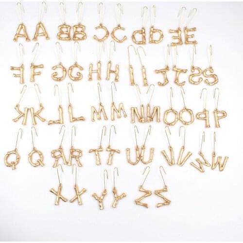 Fashion jewelry accessory metal bamboo alphabet earrings