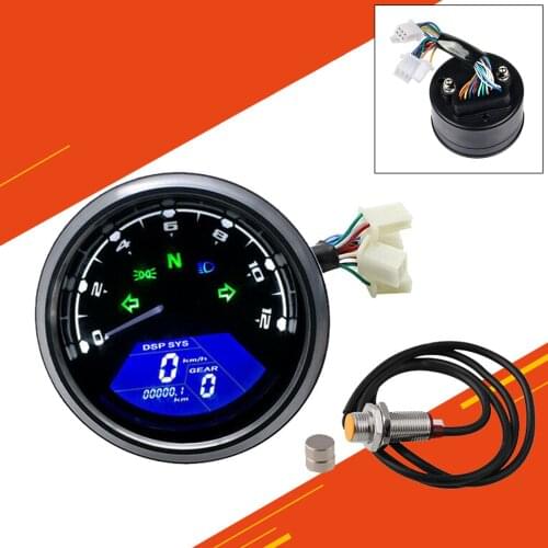 Motorcycle Speedometer Digital LCD Speedometer Tachometer Odometer 0-12000rpm 0-99999.9 Kilometers