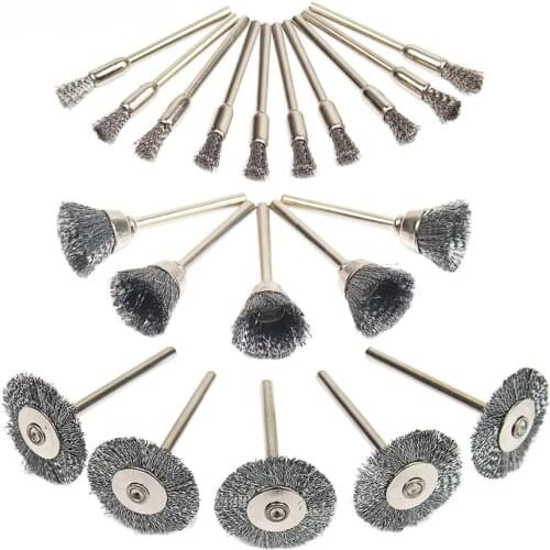 Steel Wheel Dremel Wire Brush Set Dremel Tools Accessories Burr Abrasive Head Deburring Drill Tools Wheel for Mini Drill