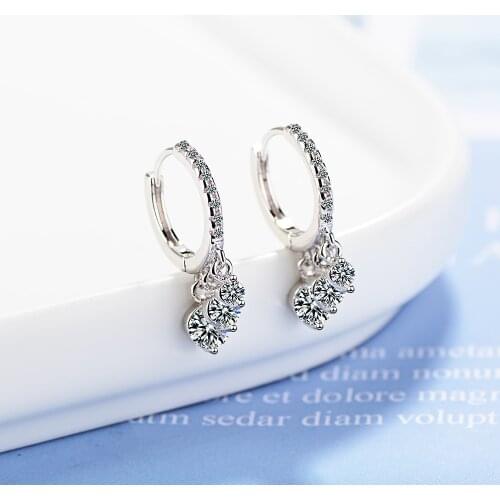 925 Sterling Silver New Fashion Zircon Drip-shaped Hoop Earrings Accessories Wholesale Round Earring Dropshipping S-E861