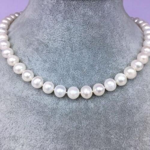 Fine jewelry natural freshwater pearl necklace with white pearl necklace,length 45cm