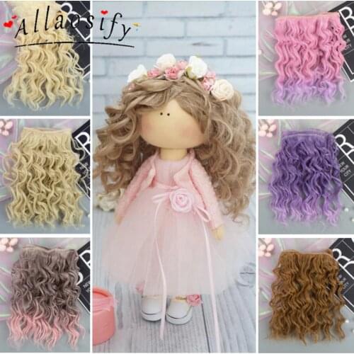 Allaosify Black Gold Brown Silver Short Curly Hair 15cm * 100CM BJD Wig 1/3 1/4 1/6 Doll DIY