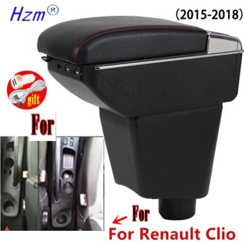 For Renault Clio 4 Armrest box For Renault Clio 3 III IV Car Armrest box Car accessories Storage box cup holder ashtray USB