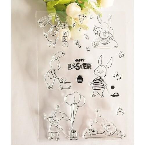 Happy Rabbit Transparent Clear Stamps NEW 2021 for DIY Scrapbooking / Photo Album Decorative Silicone Stamps Sheets