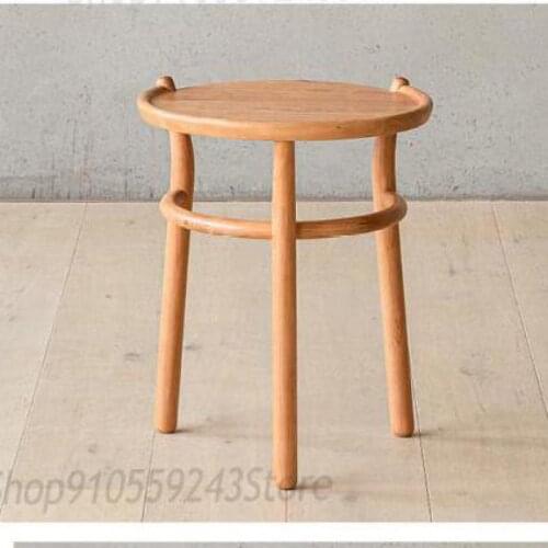 Nordic Simple Cherry Wood Ash Wood Round Portable Side Table