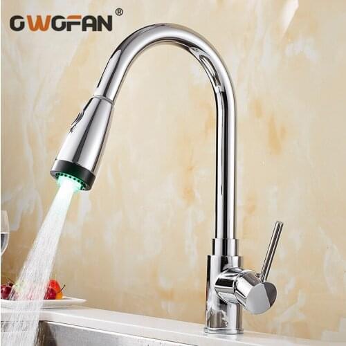LED Faucet For Water in The Kitchen Torneira De Cozinha LED Light Sink Faucet Brass Hot Cold Deck Mounted Bath Mixer Tap N22-043