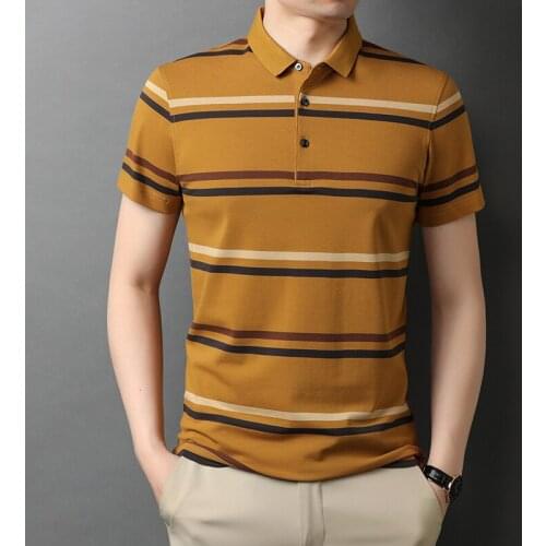 UCAK Brand Classic Striped Turn-down Collar Short Sleeve T-Shirts Summer New Streetwear Tops Casual Cotton T Shirt Homme U5534