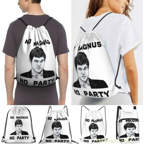 Unisex Drawstring Bags Magnus Carlsen Chess Women Drawstring Backpacks Men Outdoor Travel Backpacks Training Fitness Bag