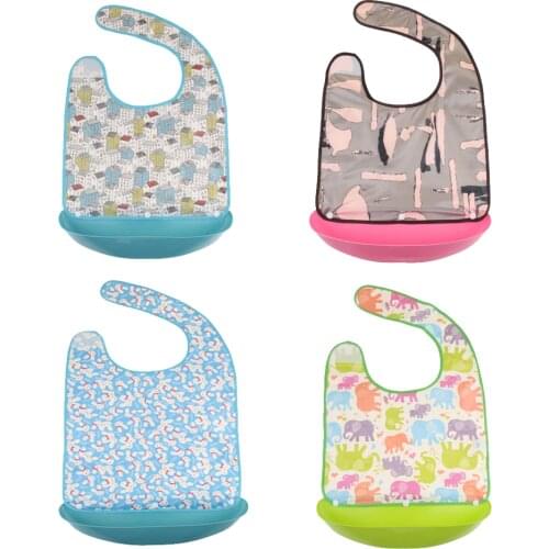 Waterproof Adult Elderly Women Men Bib Clothing Eating Mealtime Protector Apron with Food Catcher for Daily Use