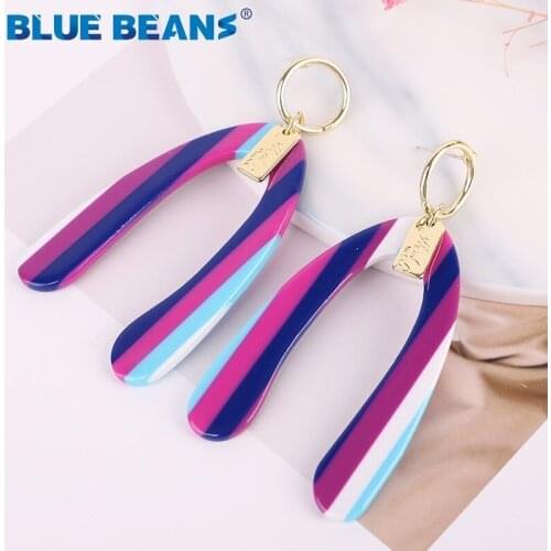 2019 Korean Acrylic Earrings For Women Boho Long Drop Earings Geometric Dangle Earring Gold Stripe needle Statement CC Jewelry