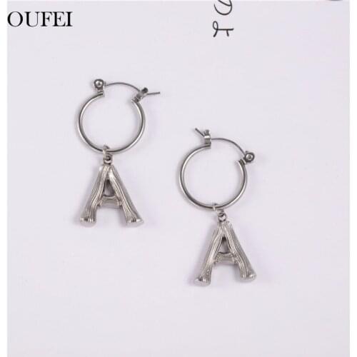 OUFEI 26 Letter Earrings For Women Drop Earrings Female Stainless Steel Jewelry Woman Accessories Fashion Jewelry Free Shipping