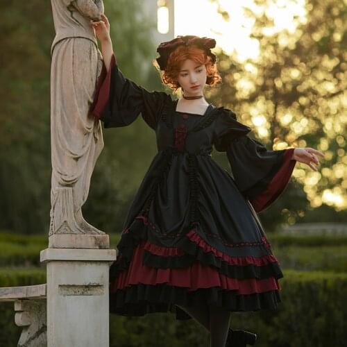 Vintage Long Sleeve Square Collar Lolita Dresses Cosplay Loli Cos gothic lolita Greek mythology Victorian Dress Women Costume