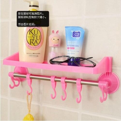 1PC Handy Suction Cups Plastic Bathroom Shelf Towel Bathroom Corner Shelves Wall Shelf Storage Holder Rack Hook EJE 0647