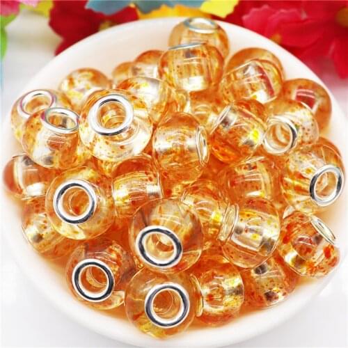 10Pcs Handmade Color Acrylic Resin Flower Art Muranos Large Hole Spacer Beads for Women Necklace Jewelry Fit Pandora Bracelet