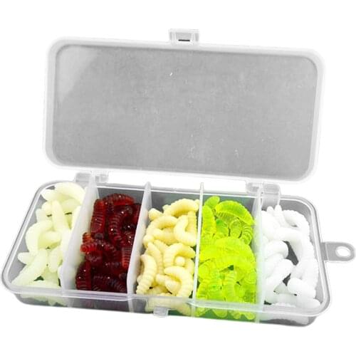 100PCS/box Mix Soft Bread Worm Maggots Fishing Lure Silicone Lifelike Baits