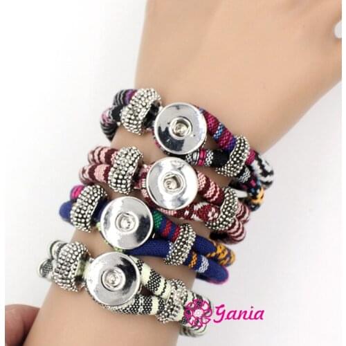 20pcs/lot Wholesale NEW Snap Bracelet 9 Colors Ethnic Style Bihemian Bracelet&Bangle Fit 18mm Buttons Jewelry Pulsera Bijoux