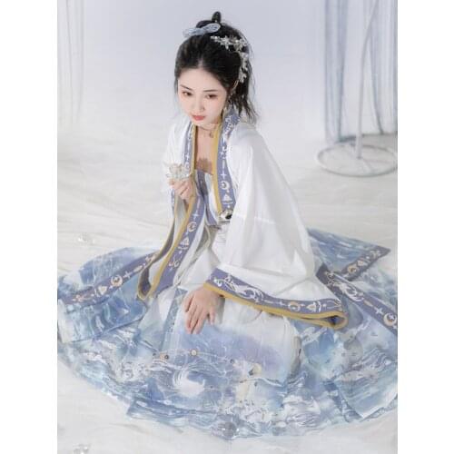 2021 chinese hanfu dress fairy princess retro dress folk dance costume exquisite embroidery traditional song-made elegant hanfu