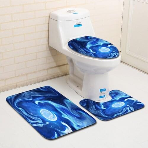 3D Blue Ocean Deep Sea Dolphin 3 Piecet Toilet Cover Non Slip Mat Bath Rugs Toilet Seat Bath Rug Accessories for Bathroom Decor