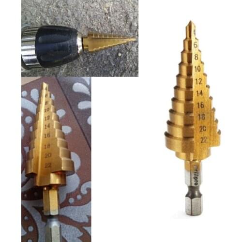 4-12 4-20 4-22 4-32 HSS Titanium Coated Step Drill Bit Hole Cutter Step Cone Drill