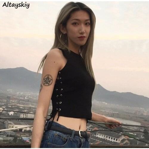 4 Colors Tanks Women Sequined Lace-up Korean Style Chic Trendy Streetwear Popular Hot Summer Female Crop Top Y2k Leisure Cozy