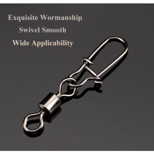 50pcs Steel Alloy Fishing Connector Pin Bearing Rolling Swivel Snap Pins Fishhook Lure Sea Fishing Tackle