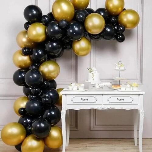 51pcs/set Balloon Garland Arch Kit metal Gold Black Latex Air Balloons Wedding Engagement Birthday Party Background Wall Decotio