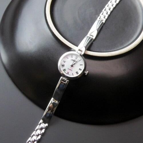 925 Pure Silver Simple Watch Fashion Retro Lady Silver Chain Gift (Removable)