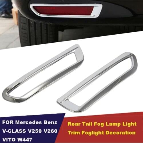UBLUEE Accessories ABS Chrome Rear Tail Fog Lamp Light Trim For Mercedes Benz V-CLASS V250 V260 V220 VITO W447 2015 2016 2017