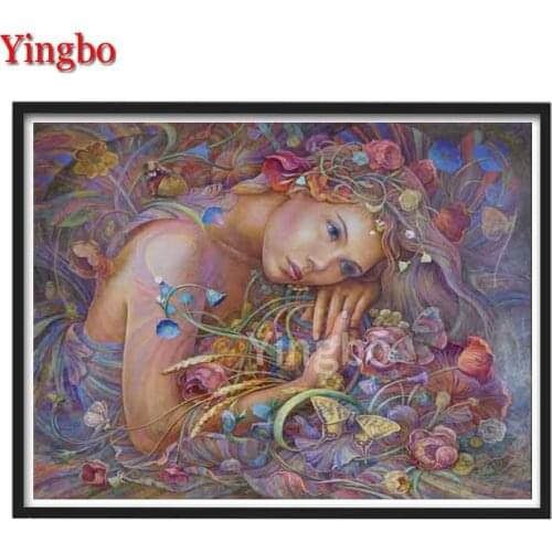 Beautiful flower fairy 5D DIY Diamond Painting Full Square Round Stone Drill Embroidery Cross Stitch Mosaic living room Decor