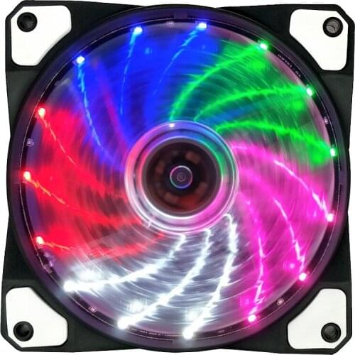 12cm Computer Mainframe Fan 15 Lights Streamer Led Mute 12025 Computer Cooling Mainframe Fan